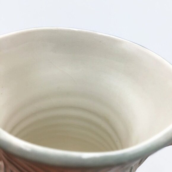 6" Pottery Pitcher Signed Paula Barry Studio Green White Creamer Leaf Design - Picture 5 of 9